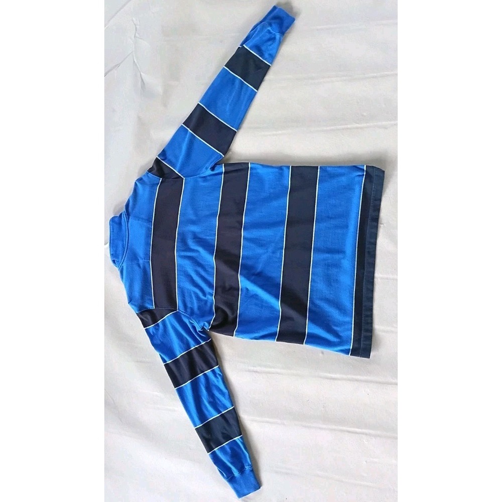 Chaps Mens Blue Stripe Quarter Zip Long Sleeve Polo Shirt M Embroidered Logo - Picture 2 of 16